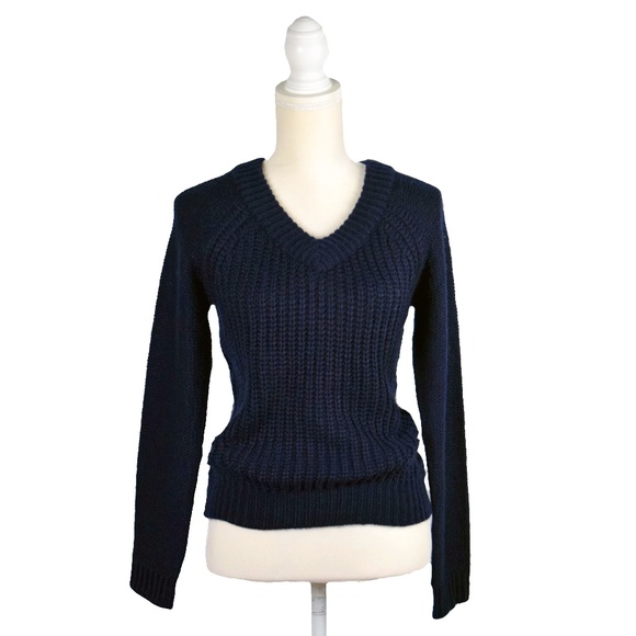 Philosophy Sweaters - Philosophy Womens Ribbed Knit Sweater Navy Blue